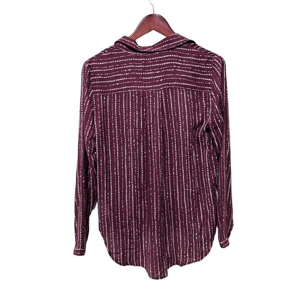 Cloth & Stone Anthropologie Maroon Red Arrow Button Front Blouse Size S - Picture 6 of 11